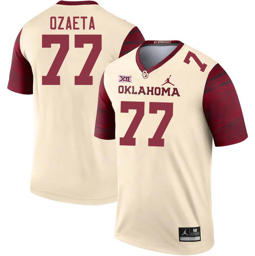 Oklahoma Sooners #77 Heath Ozaeta College Football Jerseys Stitched Sale-Cream